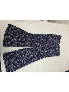 Maxine Nichols Navy and White Floral Print Flared Pants Size L